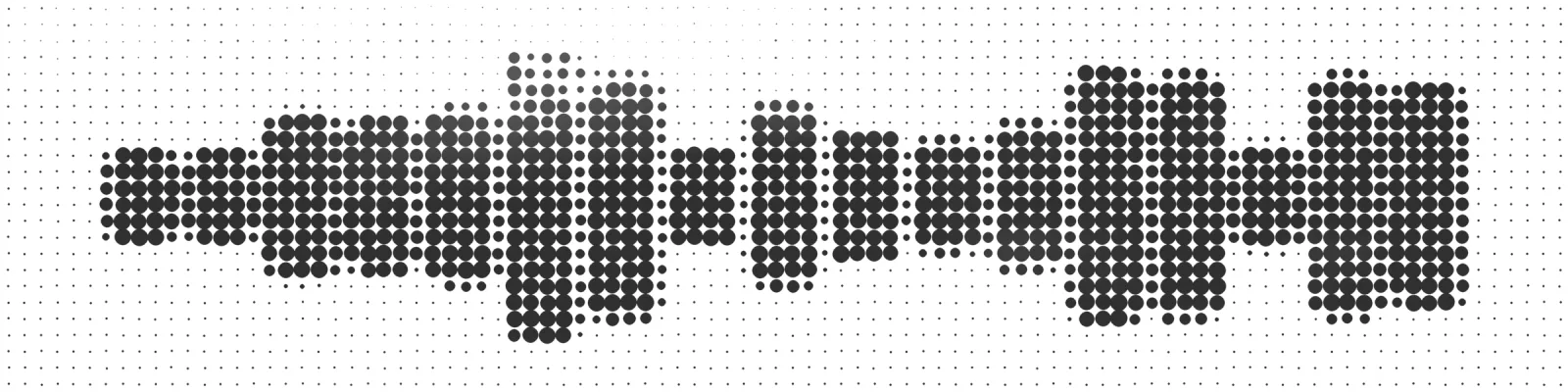 A grid of dots draws an audio track made of bars of different heights.
