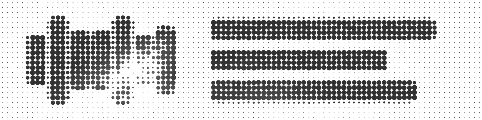 A grid of dots draws an audio track on the left and three lines of text on the right.