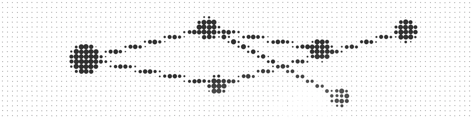 A grid of dots draws nodes connected by trails.