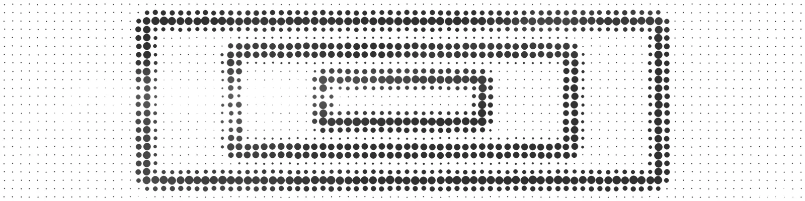 A grid of dots draws three nested frames; a veil dissolves part of it.